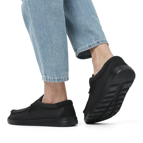 Men's Comfortable Slip-On Knit Loafers - BLACK - 7