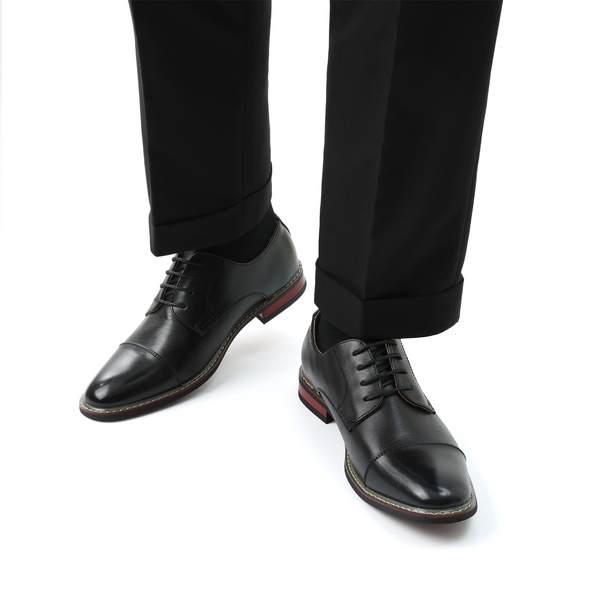 Men's Lace-Up Classic Oxford Shoes - BLACK - 6