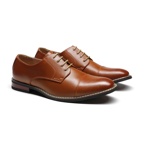 Men's Classic Wingtip Dress Shoes - BROWN - 5