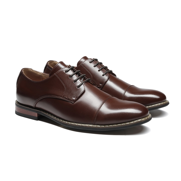 Men's Lace-Up Classic Oxford Shoes - DARK BROWN - 5