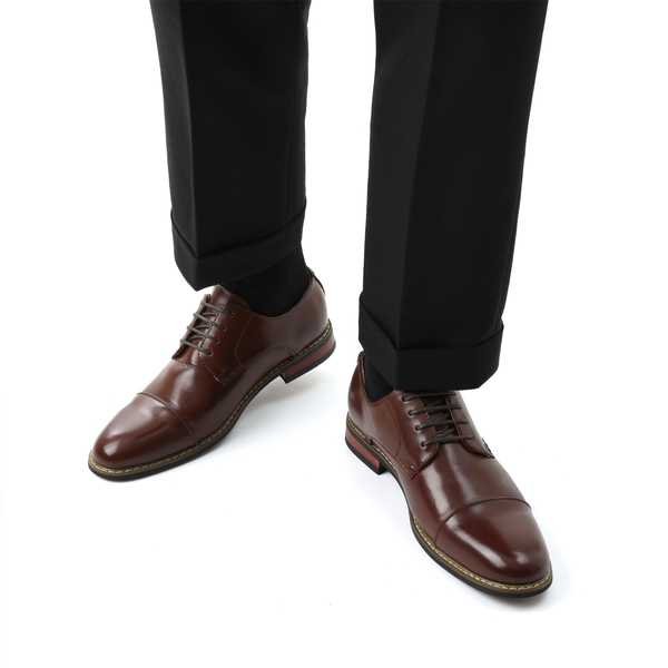 Men's Lace-Up Classic Oxford Shoes - DARK BROWN - 6