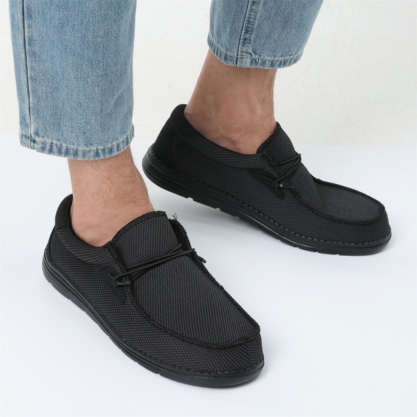 Men's Comfortable Slip-On Knit Loafers - BLACK - 1
