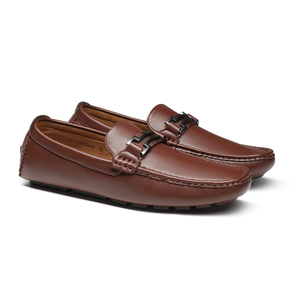 Men's Slip-On Moccasin Horsebit Loafers - BROWN - 4