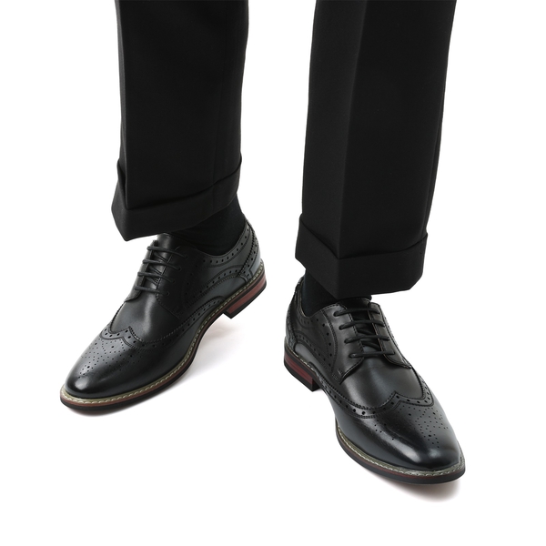 Men's Classic Wingtip Dress Shoes - BLACK - 6