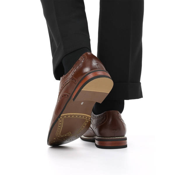 Men's Classic Wingtip Dress Shoes - DARK BROWN - 8
