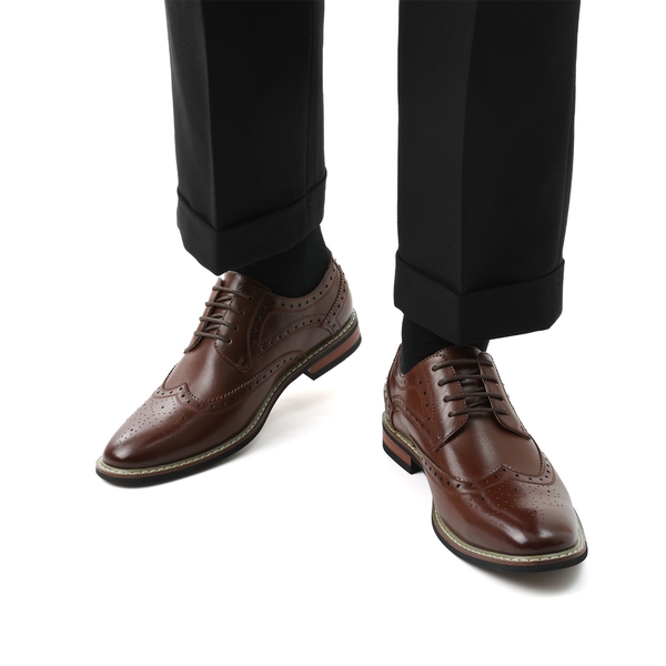Men's Classic Wingtip Dress Shoes - DARK BROWN - 6