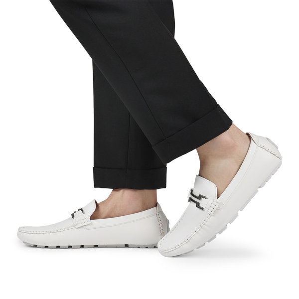 Men's Slip-On Moccasin Horsebit Loafers - WHITE - 1