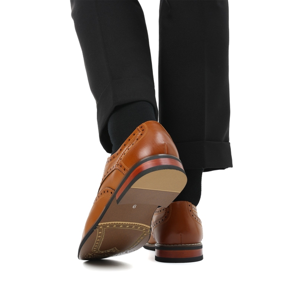 Men's Classic Wingtip Dress Shoes - BROWN - 8