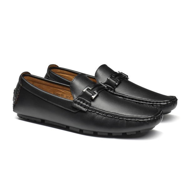 Men's Slip-On Moccasin Horsebit Loafers - BLACK - 5