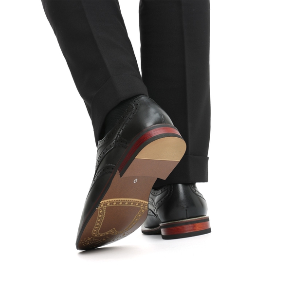 Men's Classic Wingtip Dress Shoes - BLACK - 8
