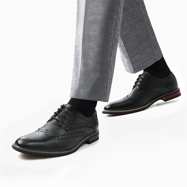 Men's Classic Wingtip Dress Shoes - BLACK - 7