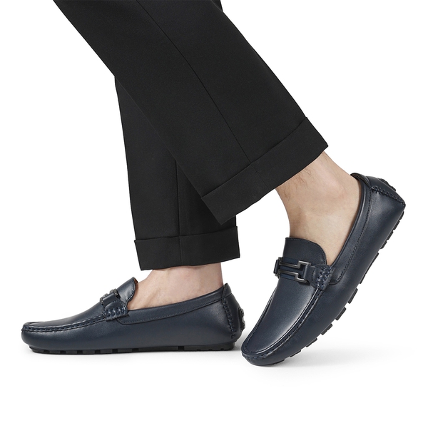Men's Slip-On Moccasin Horsebit Loafers - NAVY - 6