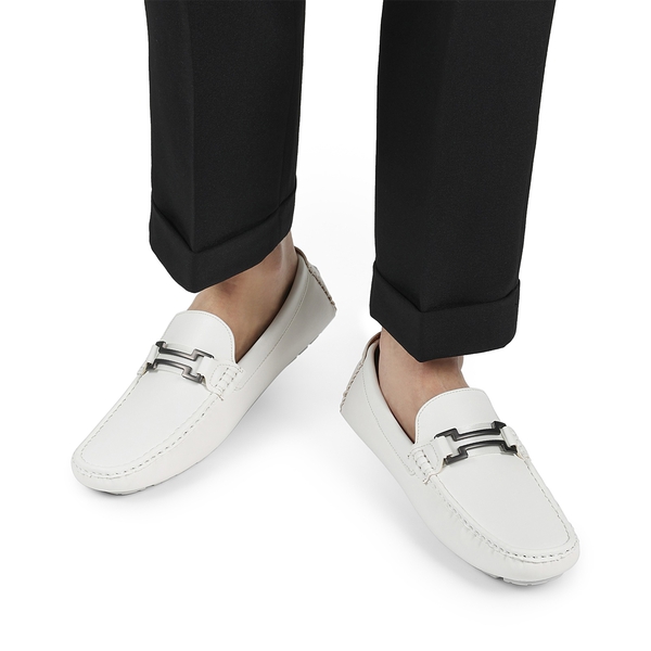 Men's Slip-On Moccasin Horsebit Loafers - WHITE - 6