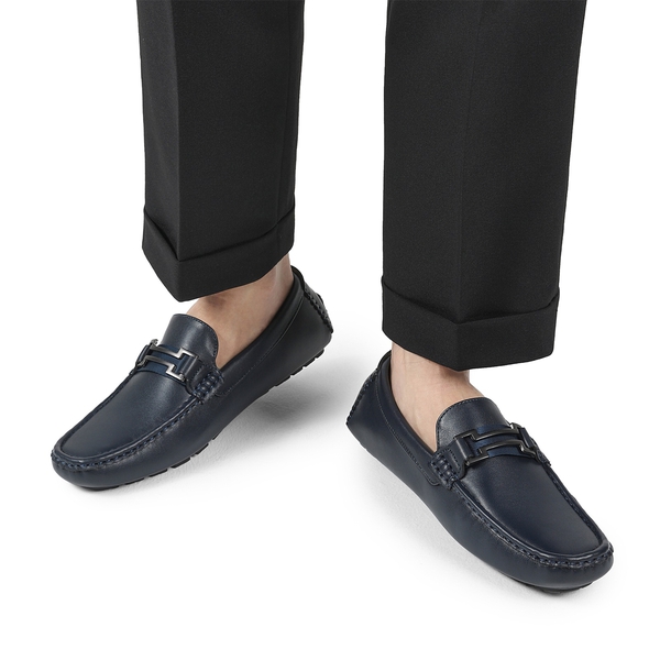 Men's Slip-On Moccasin Horsebit Loafers - NAVY - 1