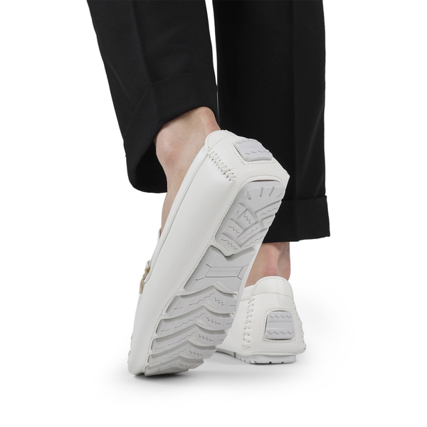 Men's Slip-On Moccasin Horsebit Loafers - WHITE - 7