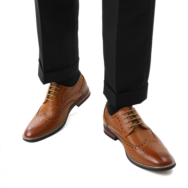 Men's Classic Wingtip Dress Shoes - BROWN - 6