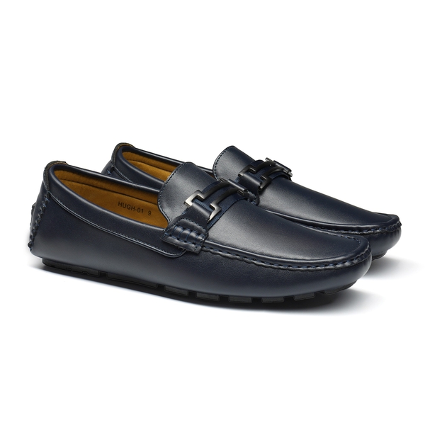 Men's Slip-On Moccasin Horsebit Loafers - NAVY - 5