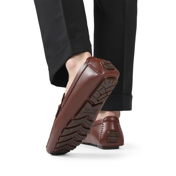 Men's Slip-On Moccasin Horsebit Loafers - BROWN - 7