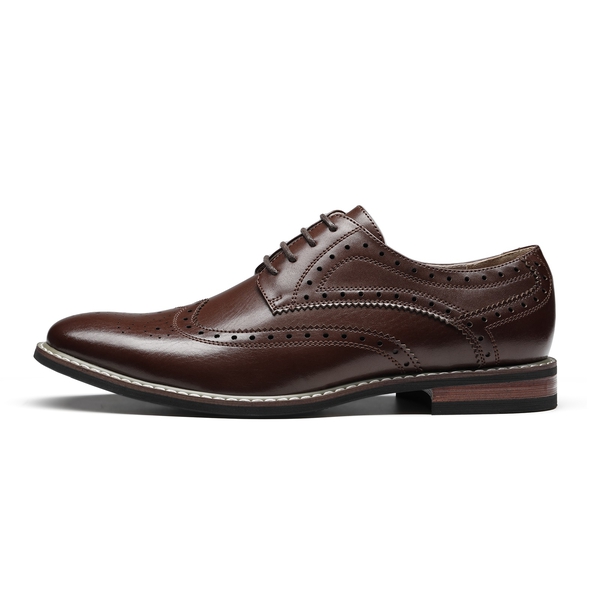 Men's Classic Wingtip Dress Shoes - DARK BROWN - 2