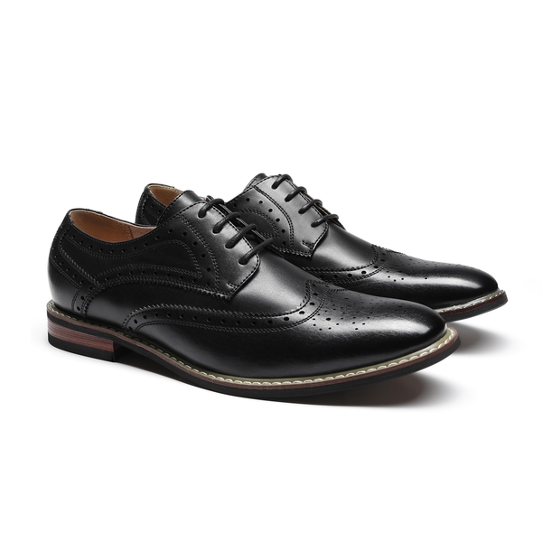 Men's Classic Wingtip Dress Shoes - BLACK - 5