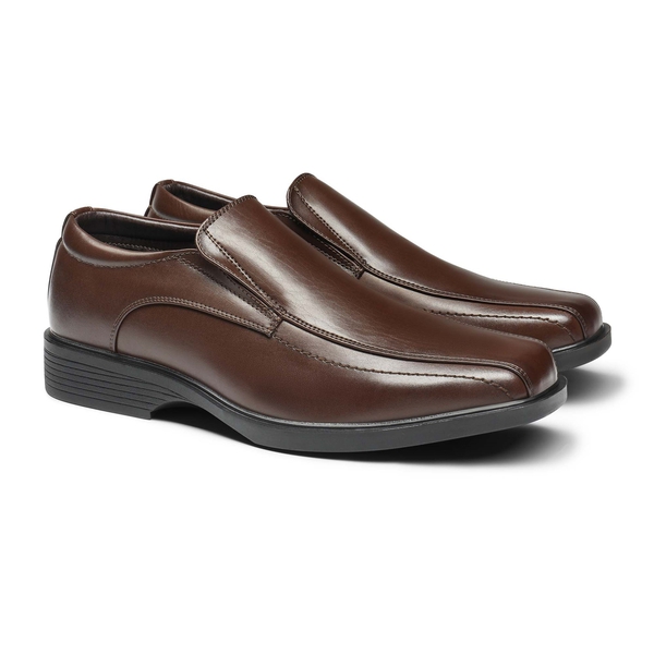 Men's Square-Toe Slip-On PU Leather Loafers - DARK BROWN - 5