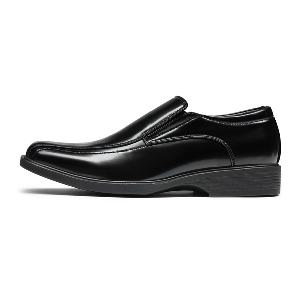 Men's Square-Toe Slip-On PU Leather Loafers - BLACK PAT - 2