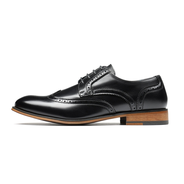 Men's PU Leather Wingtip Dress Shoes - BLACK - 2