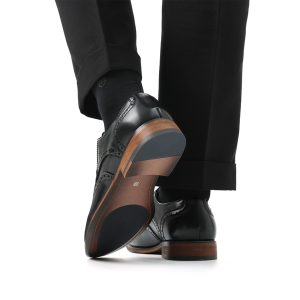 Men's PU Leather Wingtip Dress Shoes - BLACK - 7