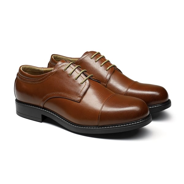 Men's Cap-Toe Oxford Dress Shoes - BROWN - 5