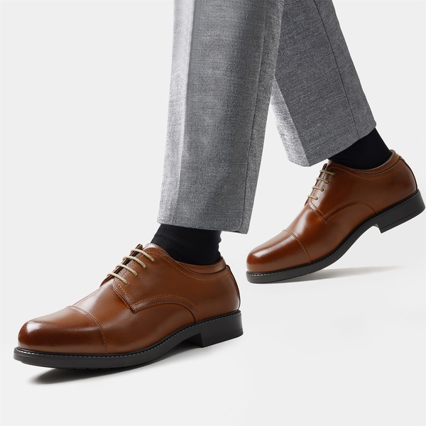 Men's Cap-Toe Oxford Dress Shoes - BROWN - 6