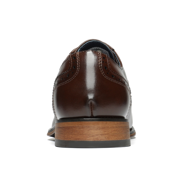 Men's PU Leather Wingtip Dress Shoes - DARK BROWN - 4