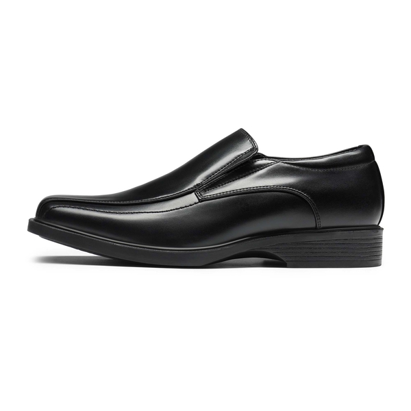 Men's Square-Toe Slip-On PU Leather Loafers - BLACK - 2