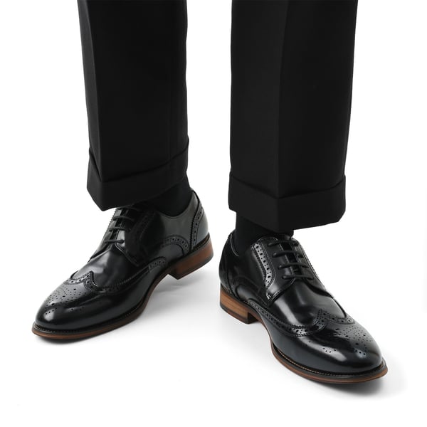 Men's PU Leather Wingtip Dress Shoes - BLACK - 1