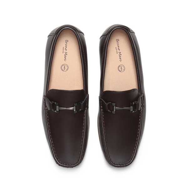 Men's PU Leather Metallic Horsebit Loafers - COFFEE - 4