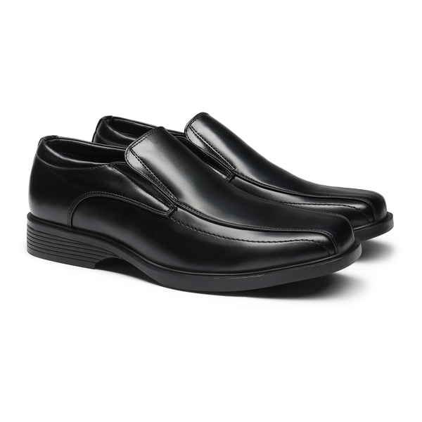 Men's Square-Toe Slip-On PU Leather Loafers - BLACK - 5
