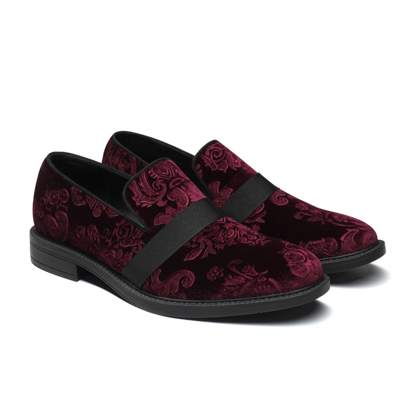 Men's Slip-On Tuxedo Dress Shoes - RED WINE - 4