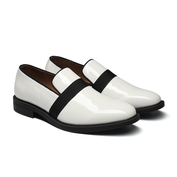 Men's Slip-On Tuxedo Dress Shoes - WHITE - 4