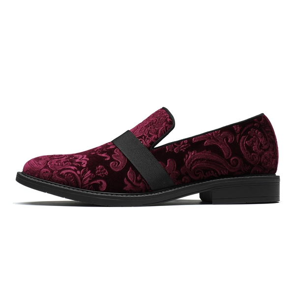 Men's Slip-On Tuxedo Dress Shoes - RED WINE - 1