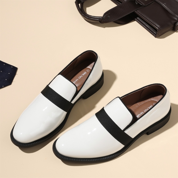 Men's Slip-On Tuxedo Dress Shoes - WHITE - 5