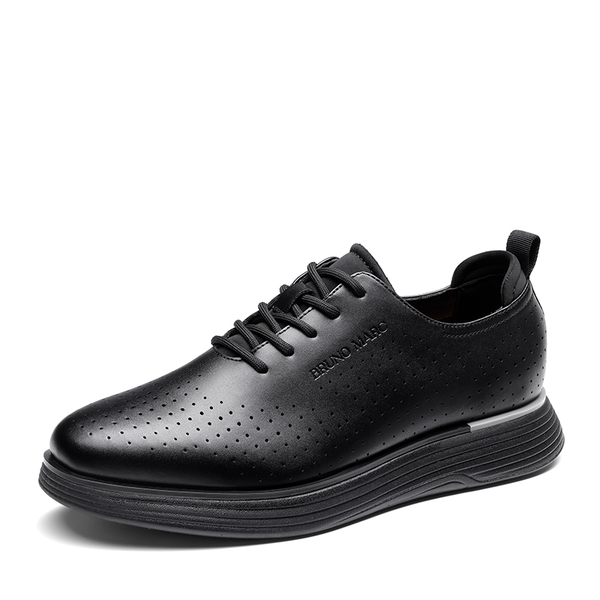 [MaxFlex SuiteCraft-] Men's Vegan Leather Comfortable Oxford Sneakers - BLACK -  0