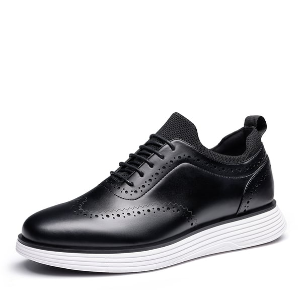 [MaxFlex SuiteCraft] Men's Comfortable Wingtip Dress Sneakers - BLACK -  0