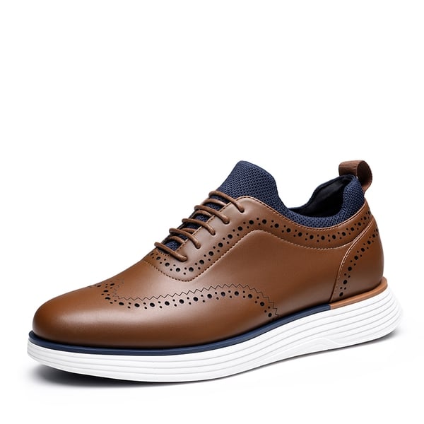 [MaxFlex SuiteCraft] Men's Comfortable Wingtip Dress Sneakers - BROWN -  0