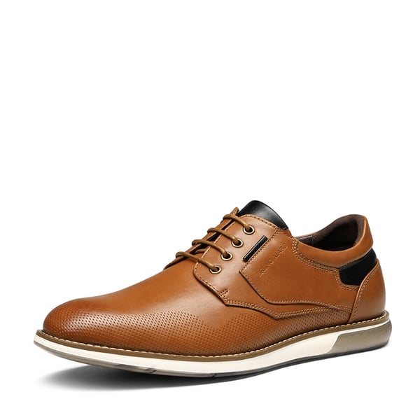 Men's Vegan Leather Casual Oxford Sneakers - BROWN -  0