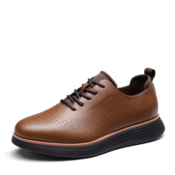 [MaxFlex SuiteCraft-] Men's Vegan Leather Comfortable Oxford Sneakers - BROWN -  0