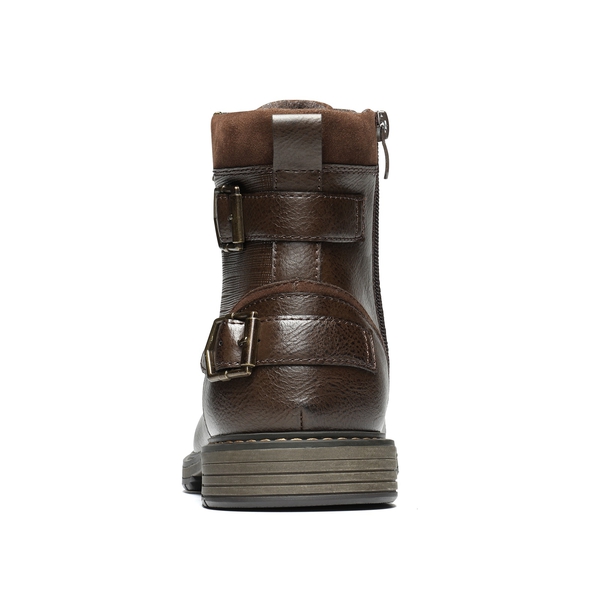 Men's Fur-Lined Combat Dress Boots - BROWN - 4
