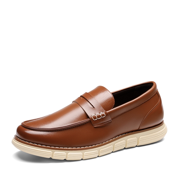 Men's Slip-On PU Leather Penny Loafers - BROWN -  0