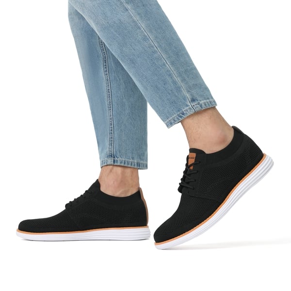 [KnitFlex Breeze] Men's Knitted Oxford Sneaker Shoes - BLACK - 7