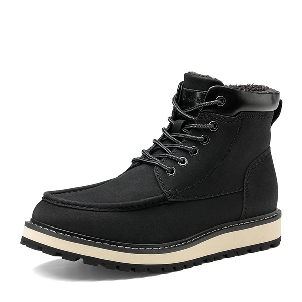 Men's Warm Moc Toe Boots - BLACK -  0