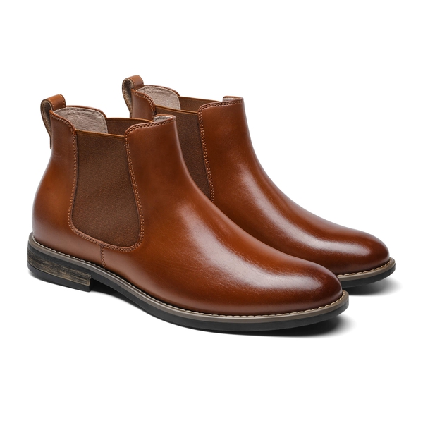 Men's Slip-On Dress Chelsea Boots - BROWN - 3