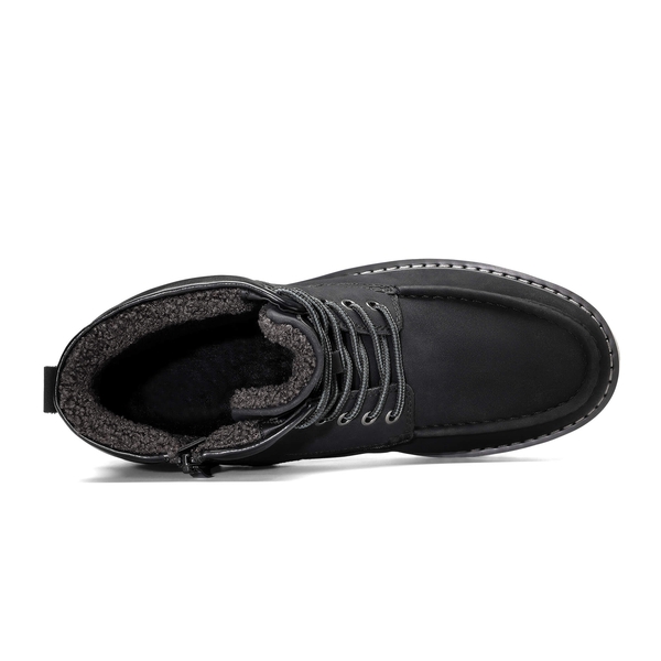Men's Warm Moc Toe Boots - BLACK - 4